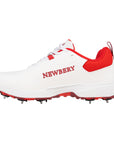 Newbery 360 Cricket Shoe - White & Red Spikes