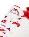 Newbery 360 Cricket Shoe - White & Red Spikes